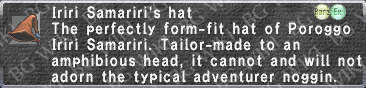 Iriri Samariri's Hat description.png