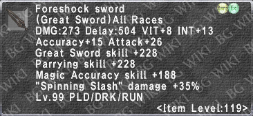 Foreshock Sword description.png