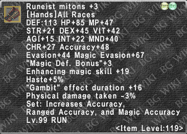 Runeist Mitons +3 description.png