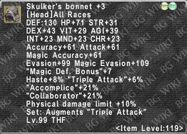 Skulker's Bonnet +3 description.png