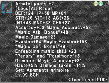 Arbatel Pants +2 description.png