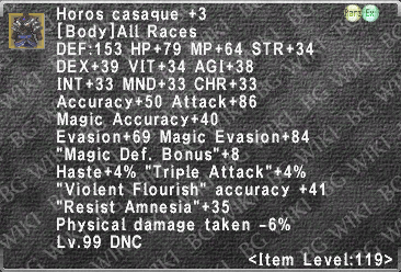 Horos Casaque +3 description.png