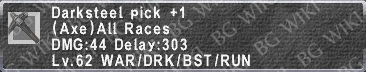 Darksteel Pick +1 description.png